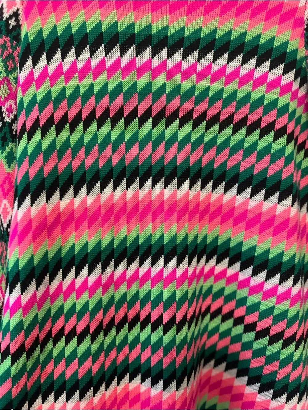 Milly Minis 100% Merino Wool Fair Isle Sweater Dress Pink Green Girls XL - 12 14